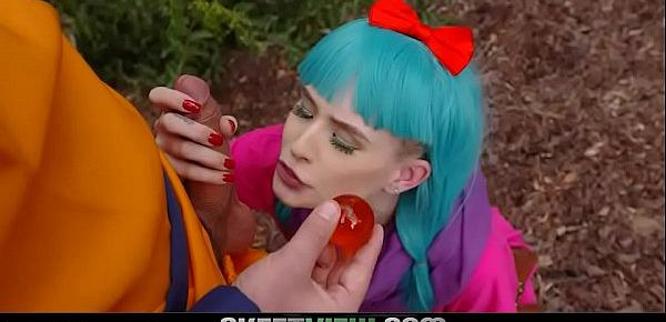  Jessie Saint Cosplay Dragon Ball Cock - Logan Pierce goes over 9000 and cums deep inside Jessie Saint giving her a messy creampie. Small tits teen with shaved pussy gets cream filled while dressed as anime character.